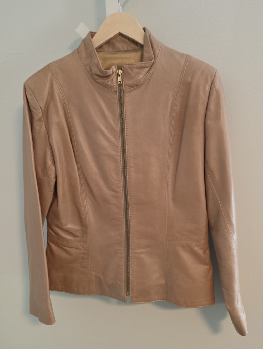 Image Leather Distinctive Collection Camel Genuine Leather Moto Jacket Sz Medium